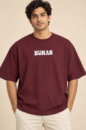 HUMAN After All Drop Shoulder T-Shirt – Wine