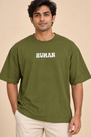 HUMAN After All Drop Shoulder T-Shirt – Olive Green