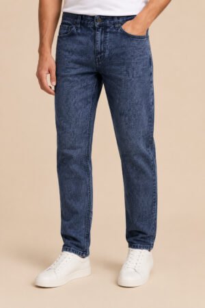 Dark Wash Relaxed Tapered Jeans – Deep Indigo