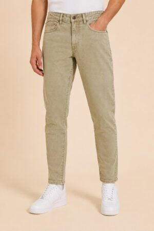 Overdyed Relaxed Tapered Jeans – Khaki