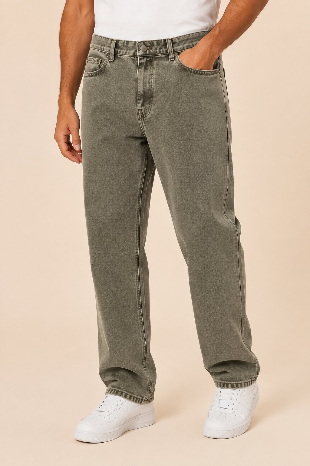 Straight Fit Jeans – Olive