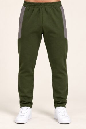 Colourblock Track Pants – Olive Green