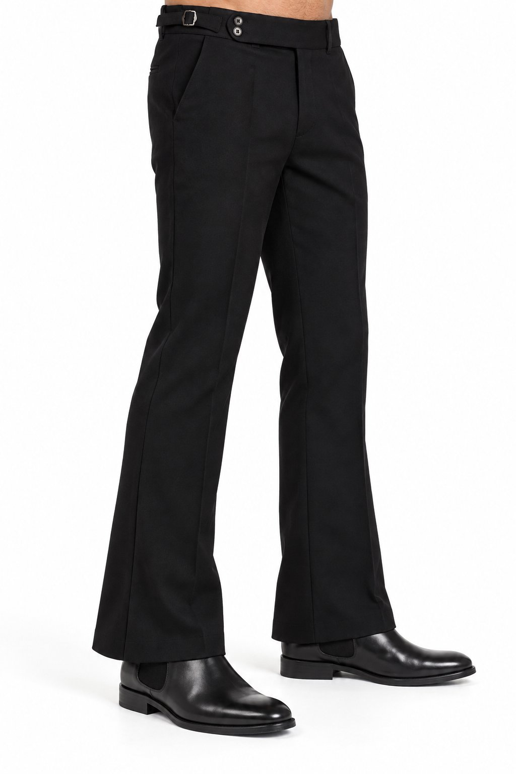 Bootcut Formal Trousers in black, side view