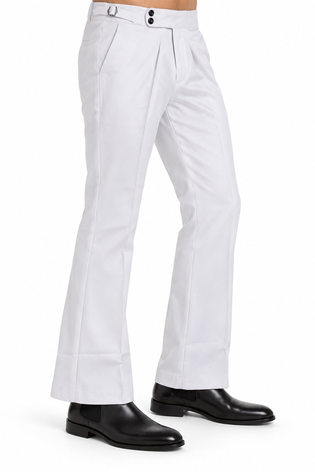 Bootcut Formal Trousers in white, side view