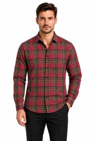Casual Checks Shirt by Raan – Red