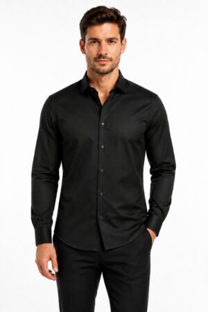 Premium Satin-Finish Shirt – Black