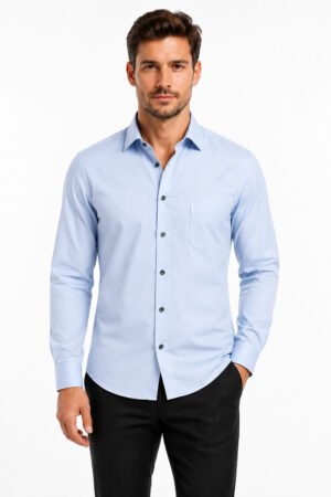 Premium Satin-Finish Shirt – Light Blue