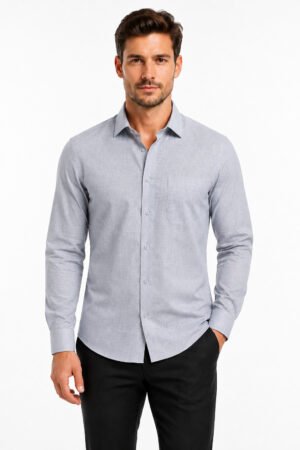 Premium Korean Linen Shirt – Light Grey