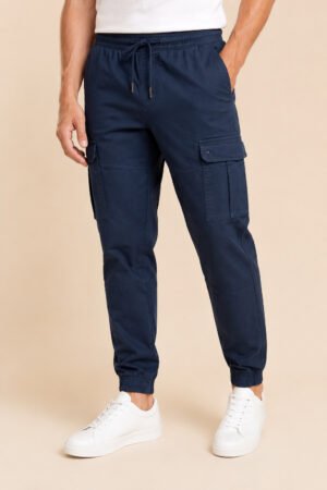 Premium Cargo Joggers – Navy Blue