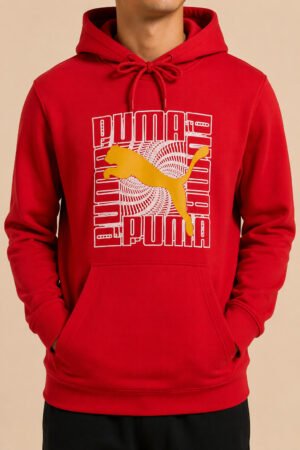PUMA Box Logo Graphic Hoodie – Red