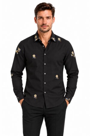 Embroidered Motif Shirt – Black