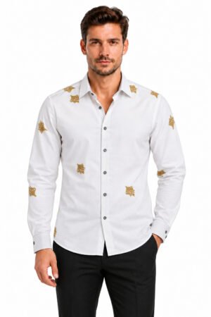 Embroidered Motif Shirt – White