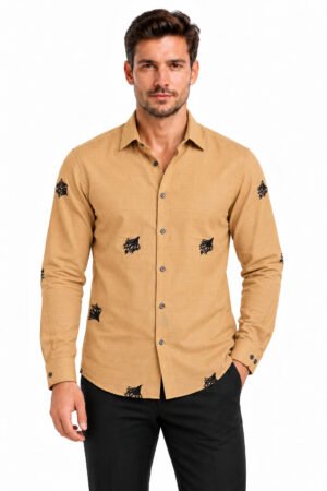 Embroidered Motif Shirt – Tan