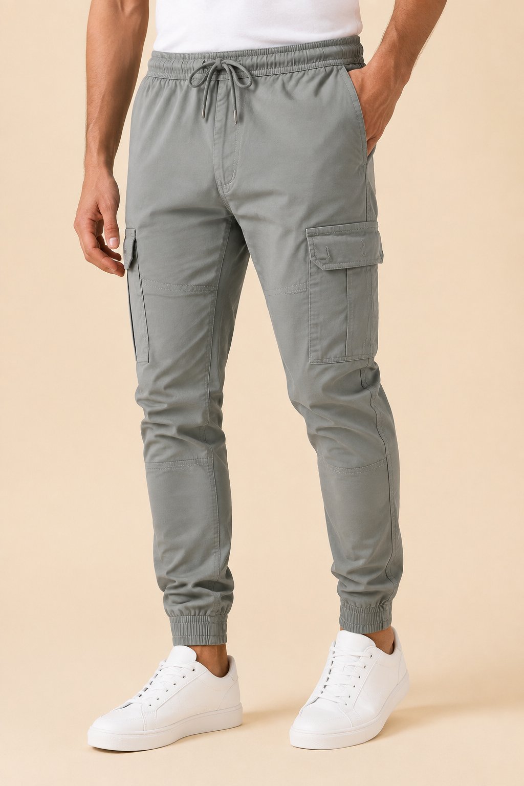 Premium Cargo Joggers – Stone Grey