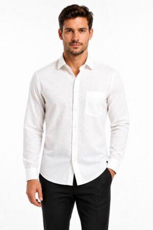 Premium Korean Linen Shirt – White