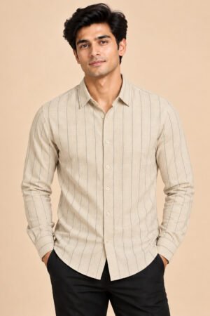 Striped Cotton Shirt – Cream
