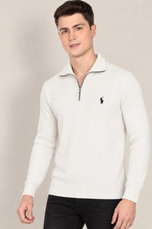 Polo Ralph Lauren Quarter-Zip Ribbed Sweater – Off White